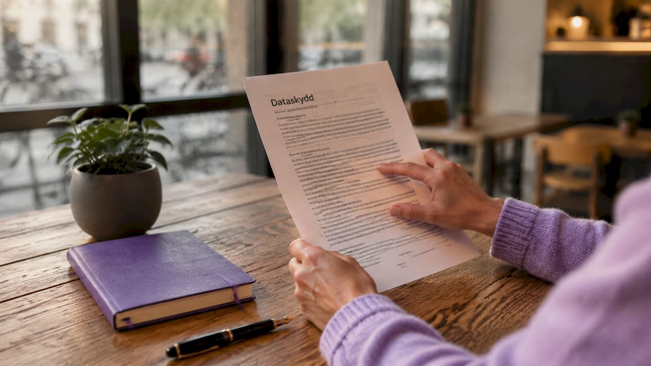 Någon granskar dokument om dataskydd