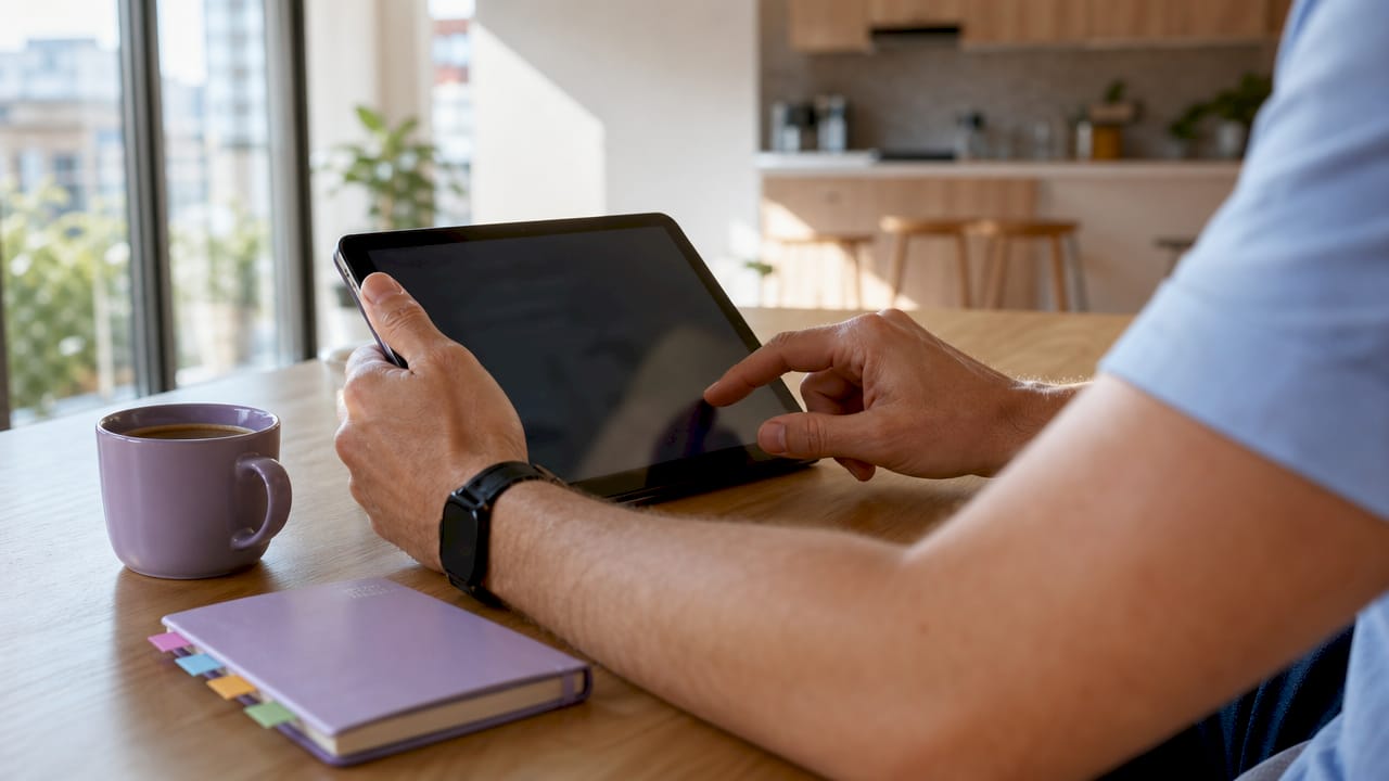 Händer som använder en digital plattform för att säkerställa regelefterlevnad
