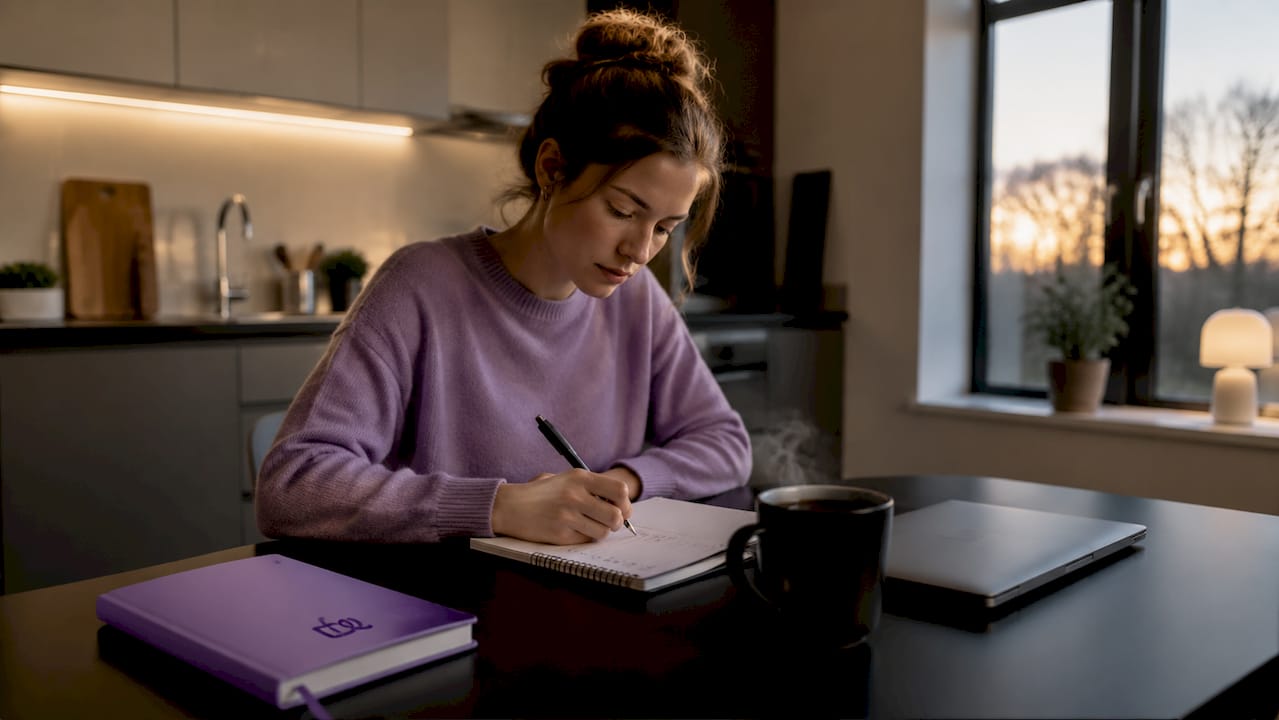 En person bockar av punkter på en compliance-lista framför sig
