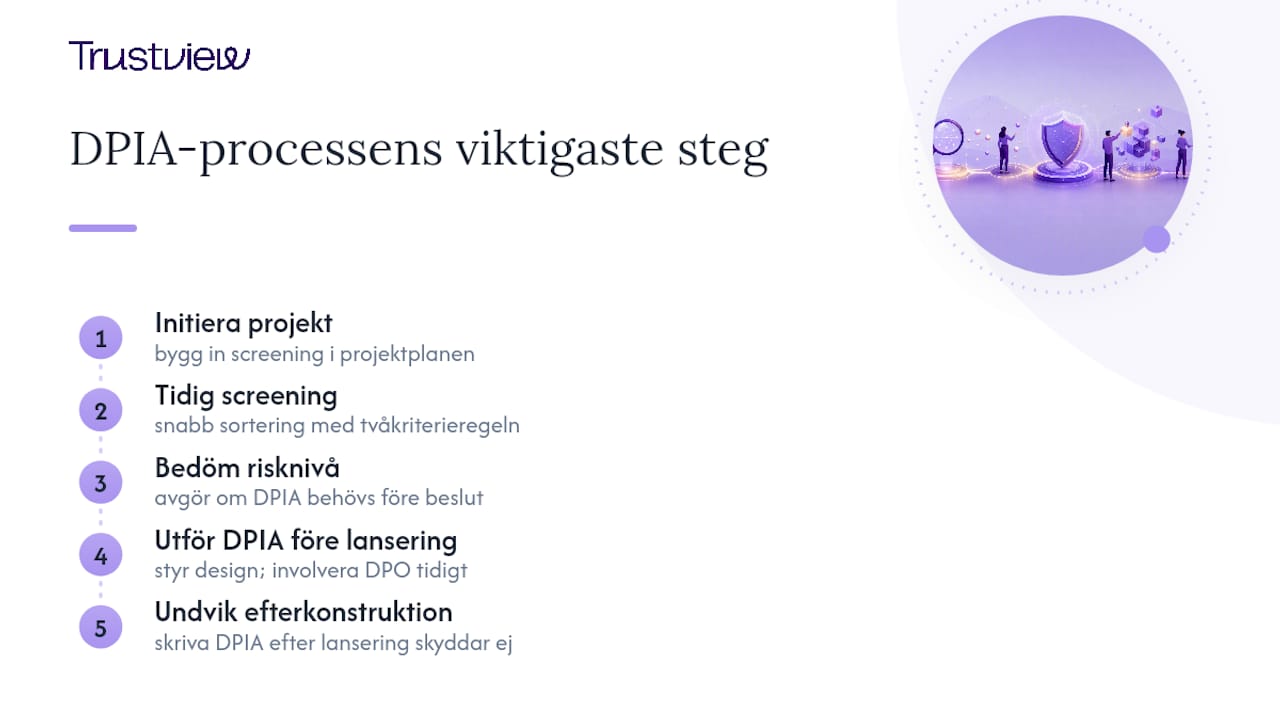 Diagram över DPIA-processen som visar vanliga misstag