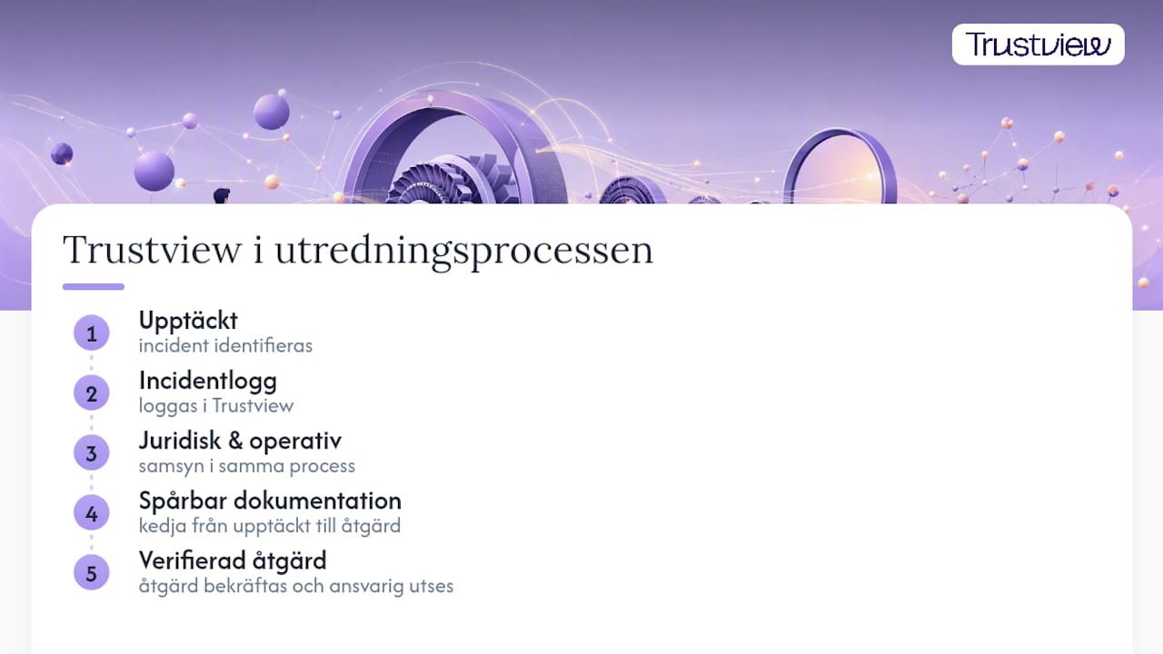 Trustview och rätt kompetens i botten av varje utredning — overview diagram