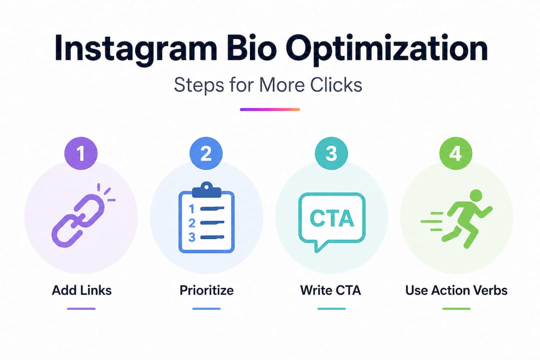 Infographic with steps for Instagram bio optimization