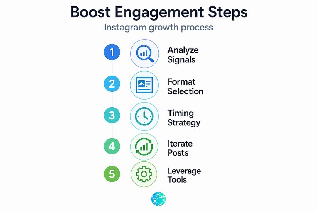Steps to improve Instagram engagement infographic