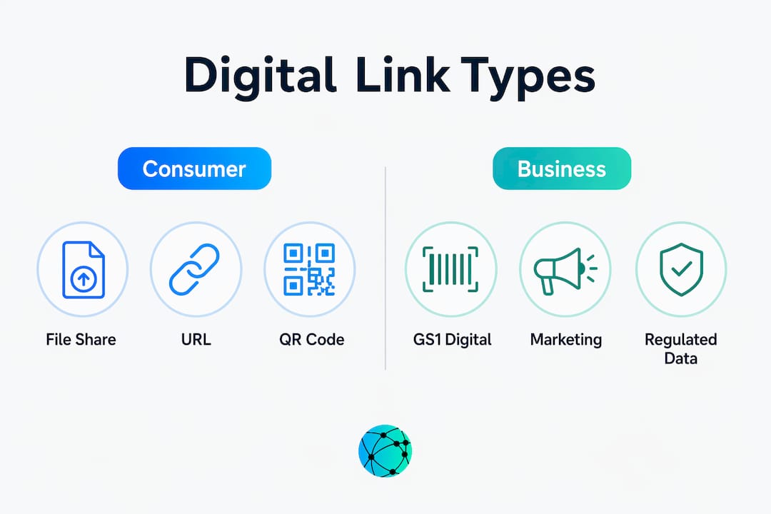 Infographic comparing consumer and business digital link types