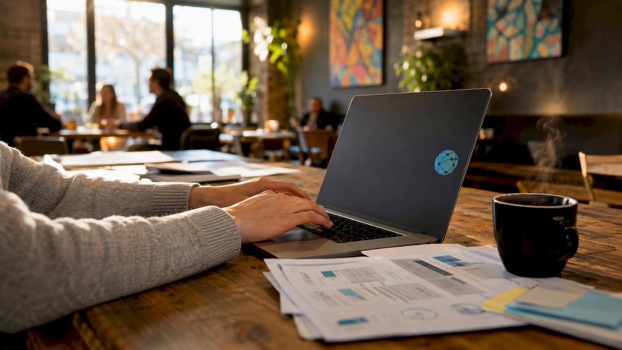 Hands typing in home office on laptop
