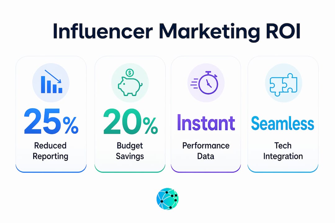 Infographic displaying influencer marketing ROI stats with integration benefits