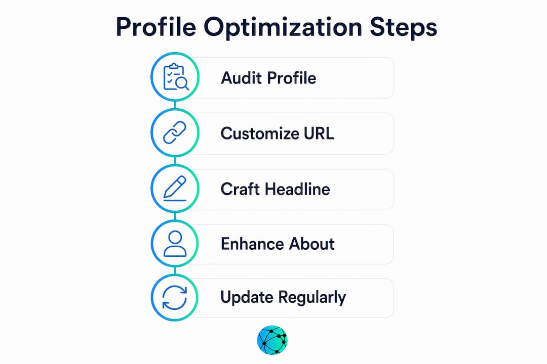 Infographic illustrating key profile optimization steps