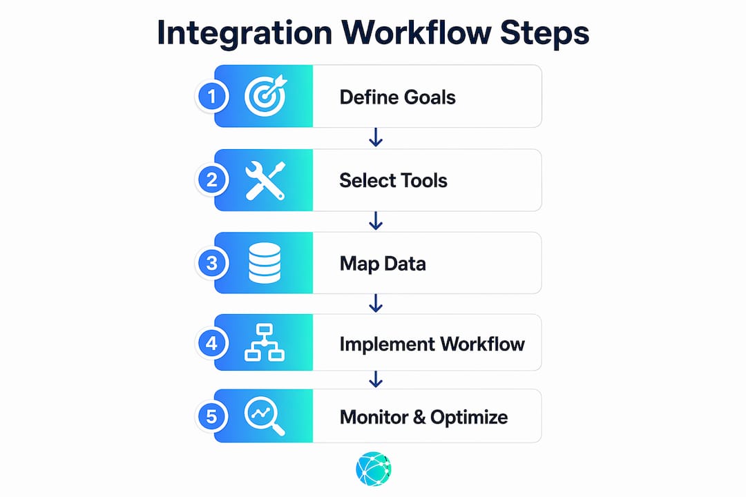 Infographic showing workflow steps for social profile integration
