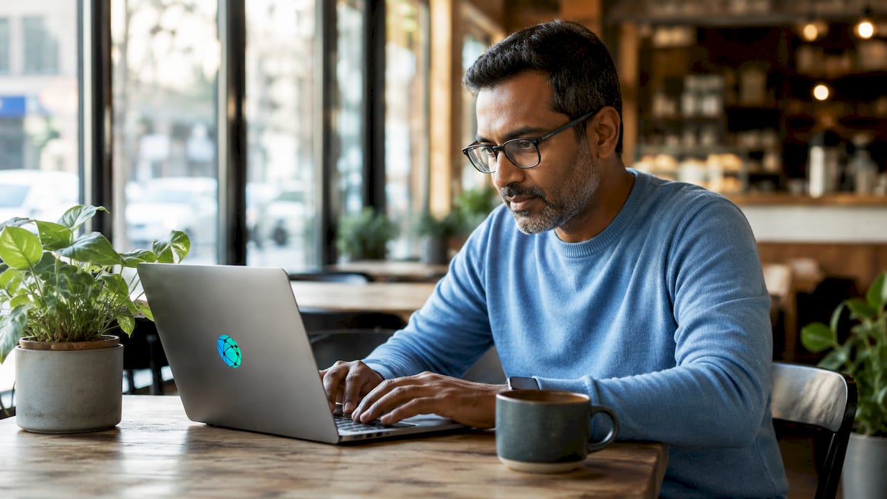 Man reviewing email marketing analytics at desk
