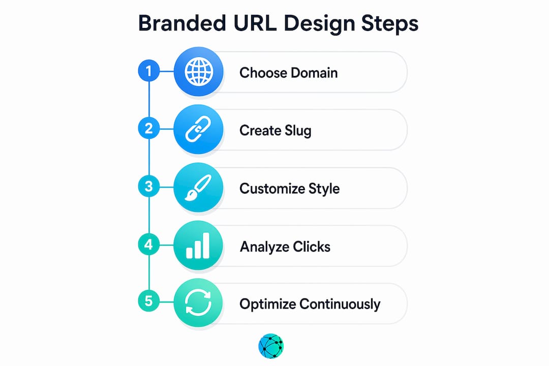 Infographic showing key branded URL design steps