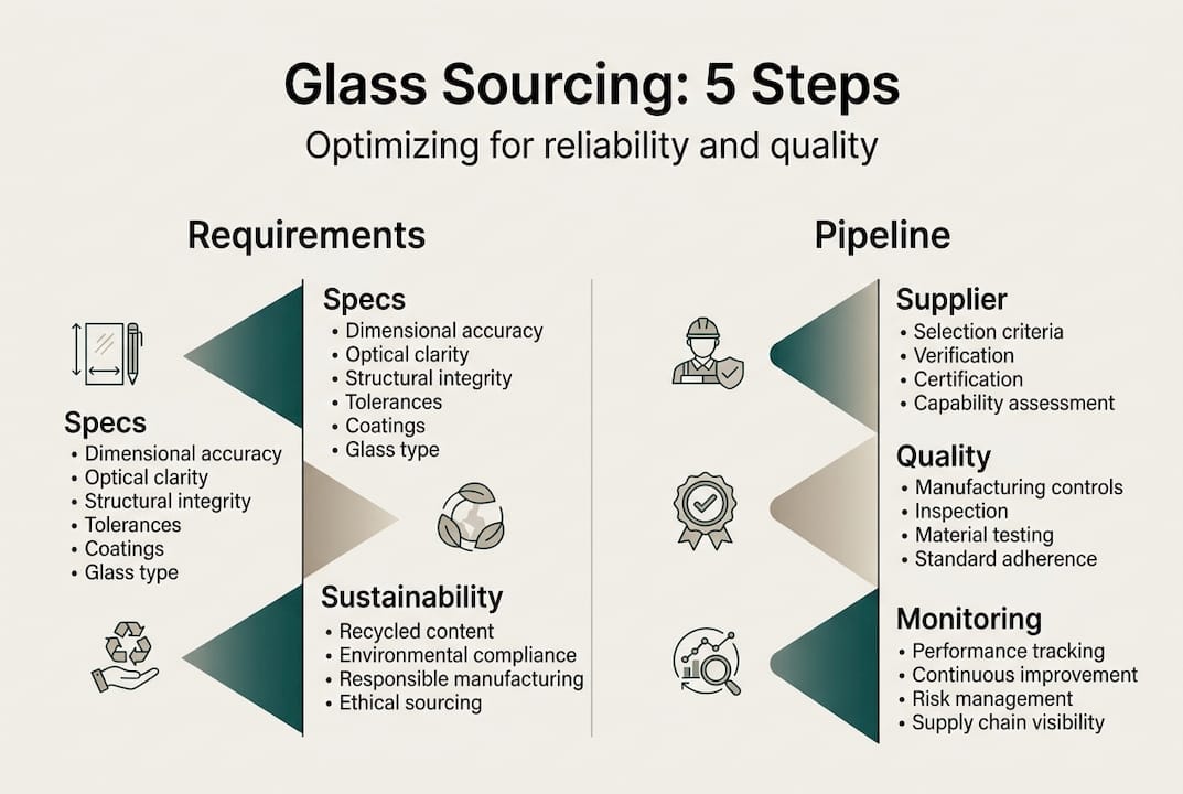 Infographic of five steps to optimise glass sourcing