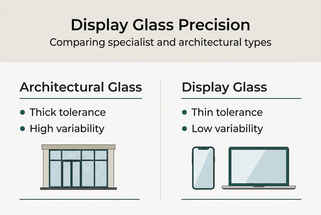 Infographic comparing display glass and architectural glass