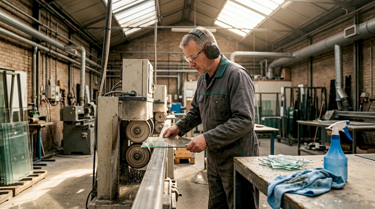 Glass edge polishing in workshop setting