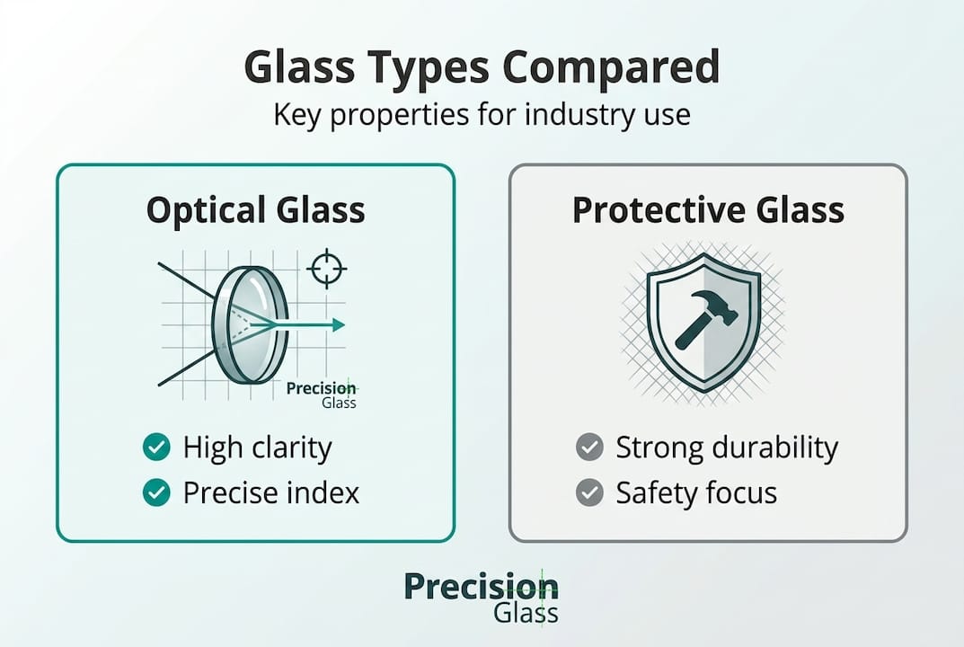 Infographic glass types compared by properties