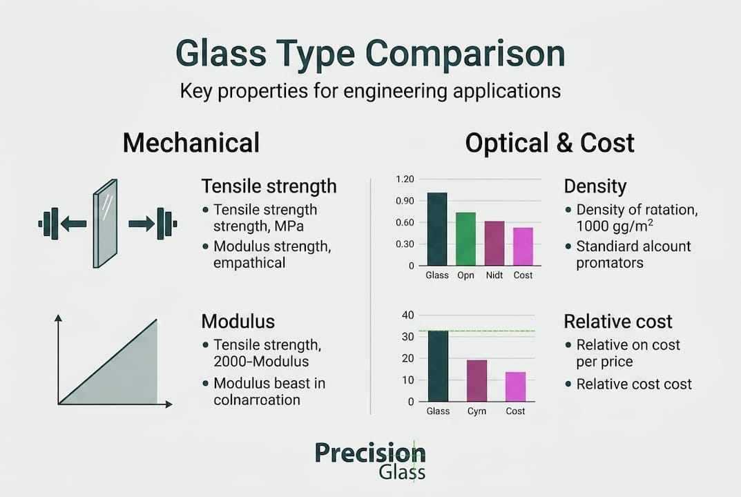 Infographic comparing glass types and properties