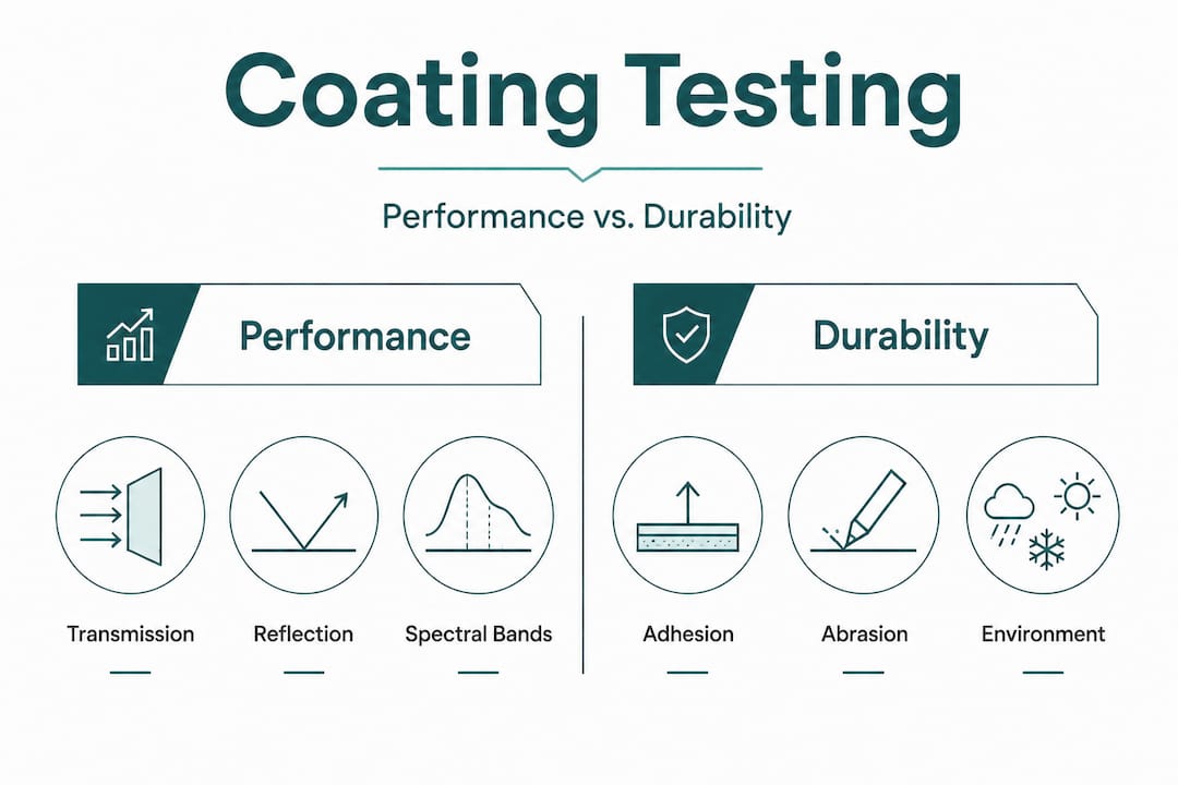Infographic comparing optical coating performance and durability tests