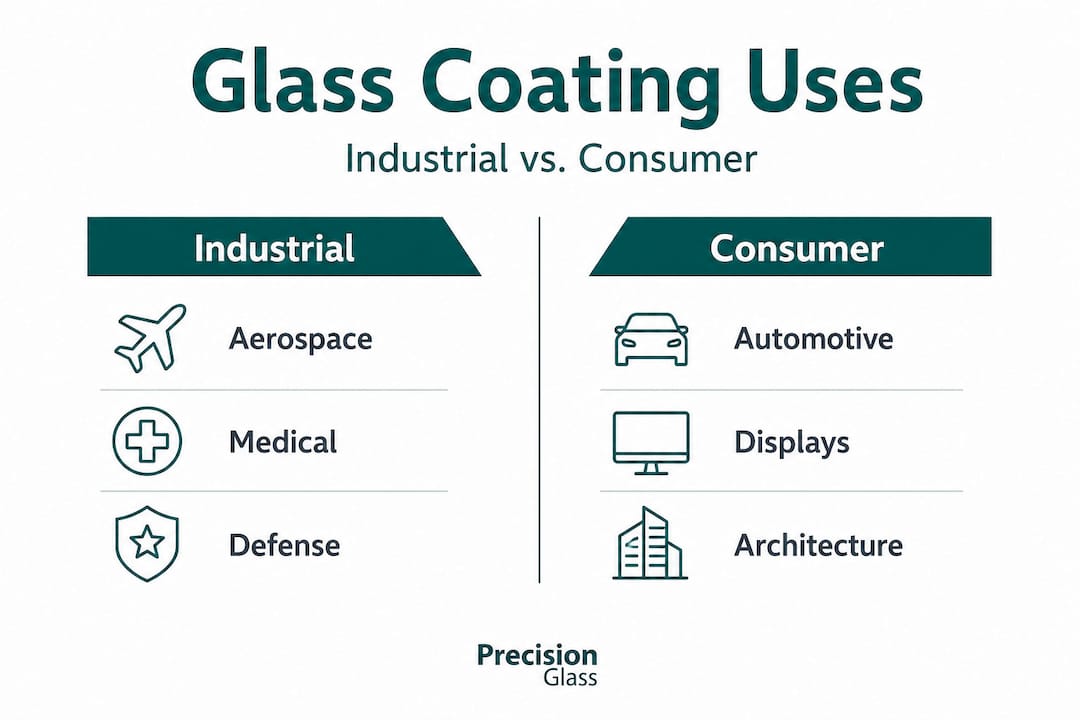 Infographic comparing industrial and consumer glass coating uses