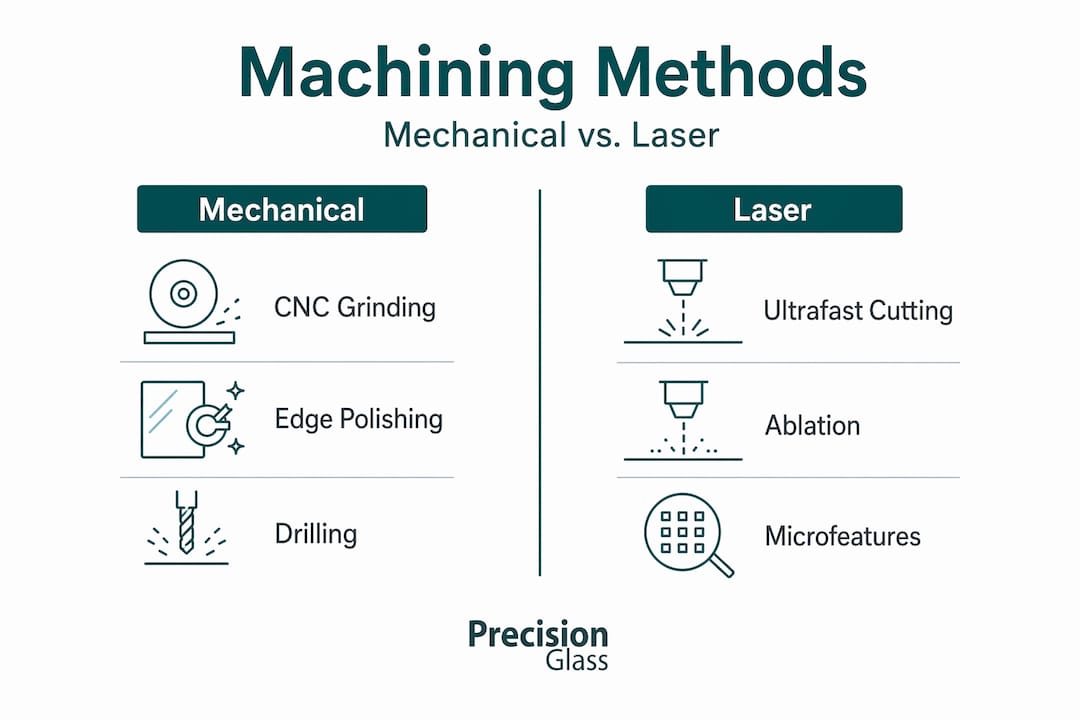 Infographic comparing mechanical and laser glass machining