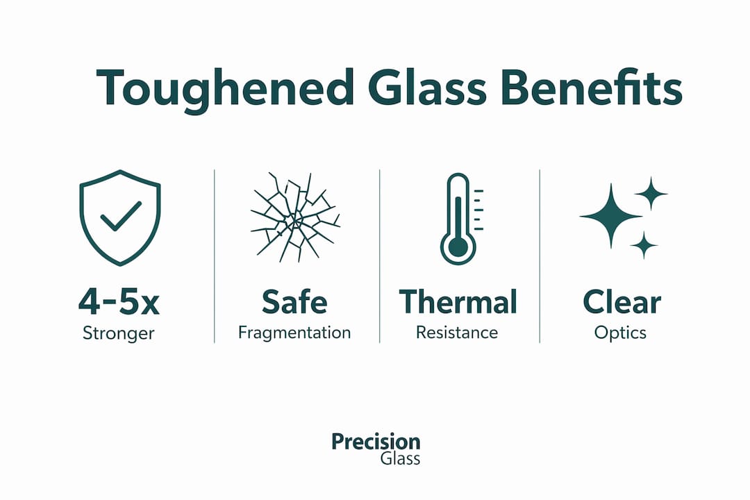 Infographic showing toughened glass key properties