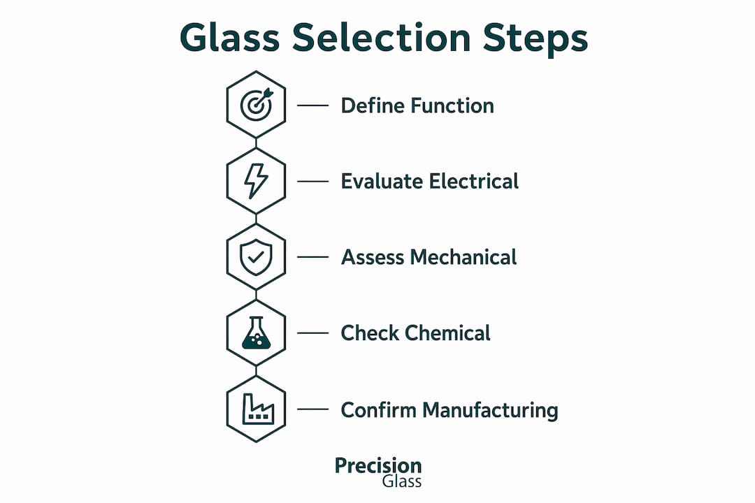 Infographic illustrating glass selection process steps