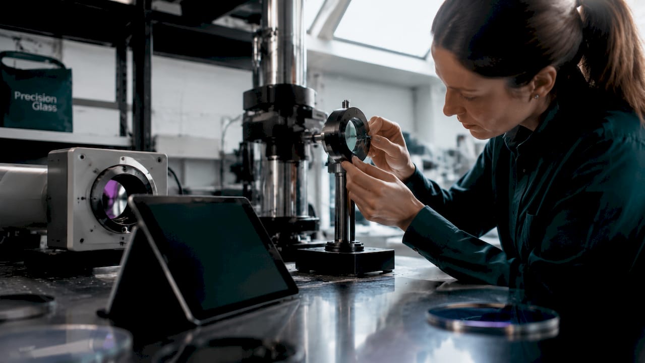 Lab setup demonstrating thin film coating