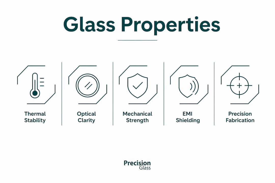 Infographic of key glass properties for avionics