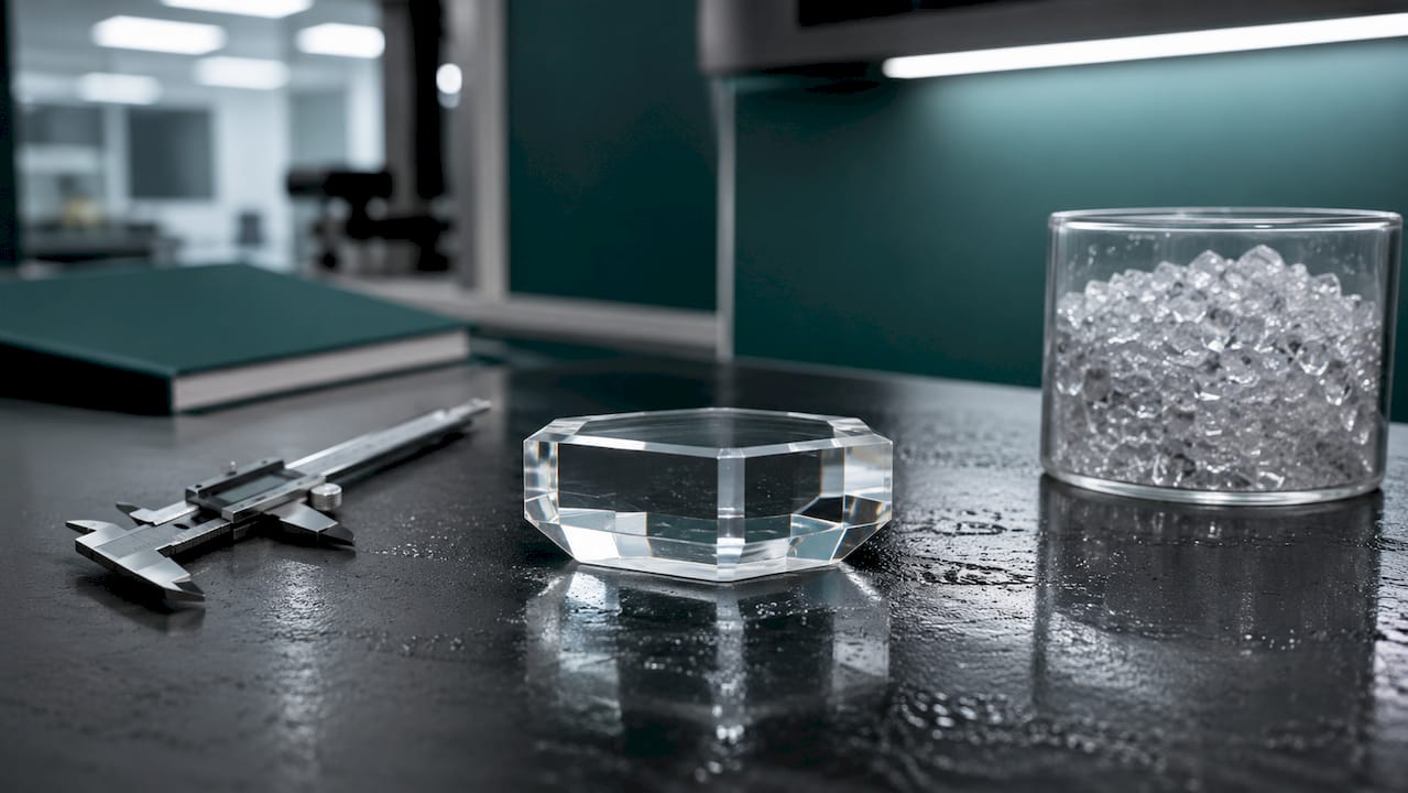 Synthetic sapphire glass crystal close-up