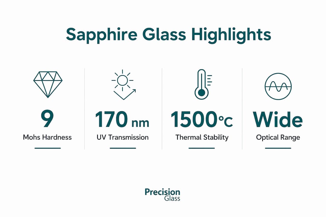 Infographic showing sapphire glass key properties