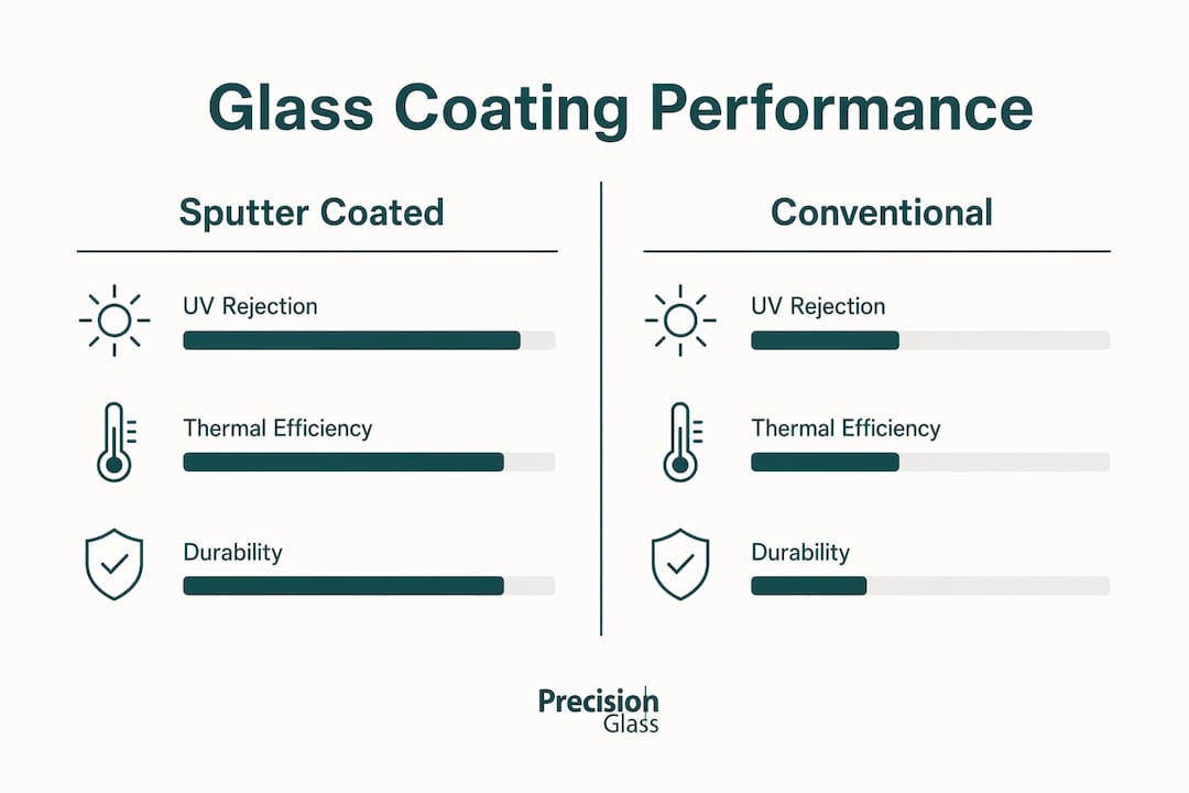 Infographic comparing sputter coated and conventional glass