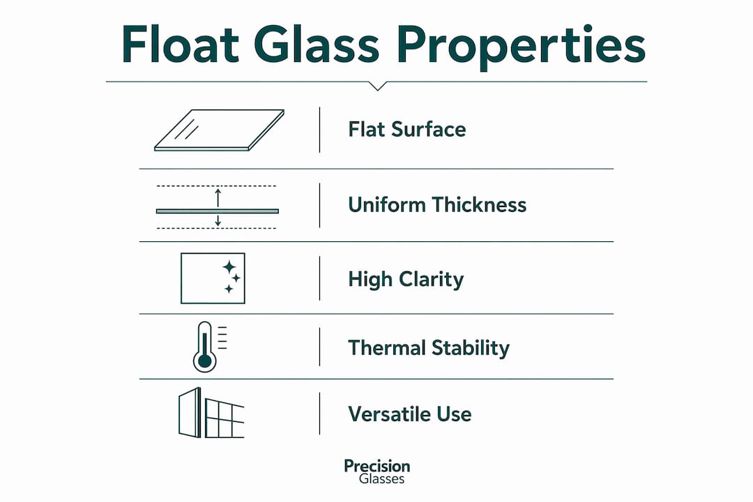 Infographic illustrating key properties of float glass
