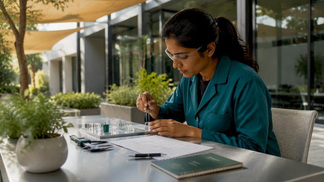 Technician inspecting custom telecom glass components