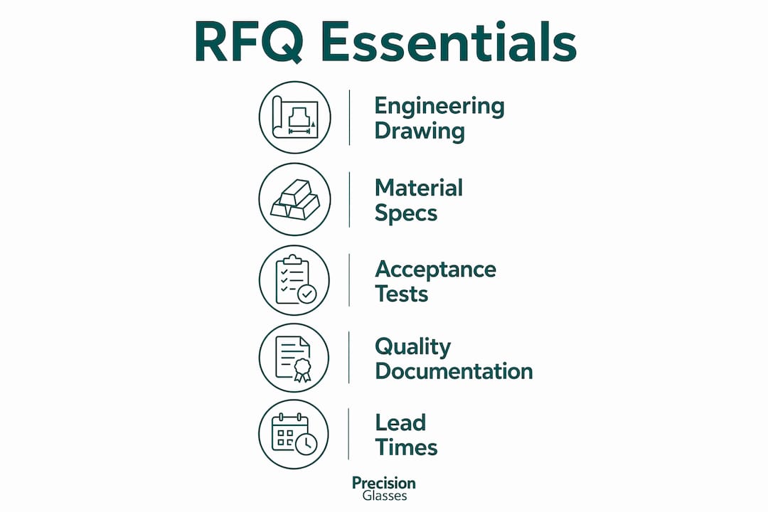 Infographic outlining key RFQ steps for marine display glass