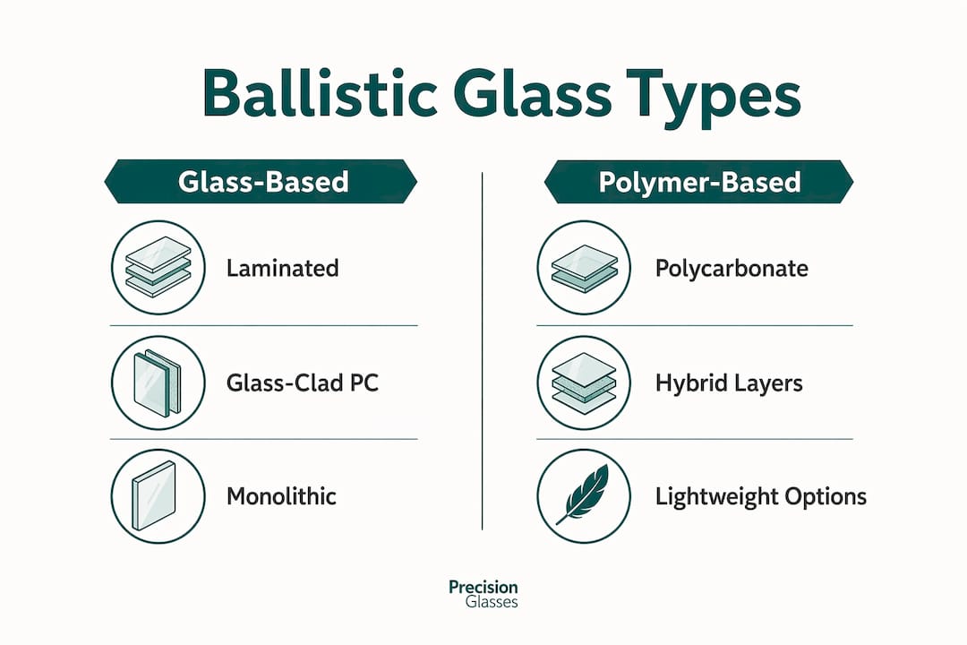 Infographic comparing ballistic glass types