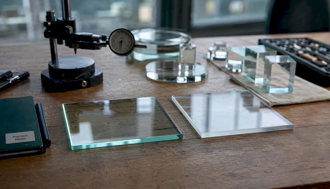 BK7 and fused silica optical substrates side by side