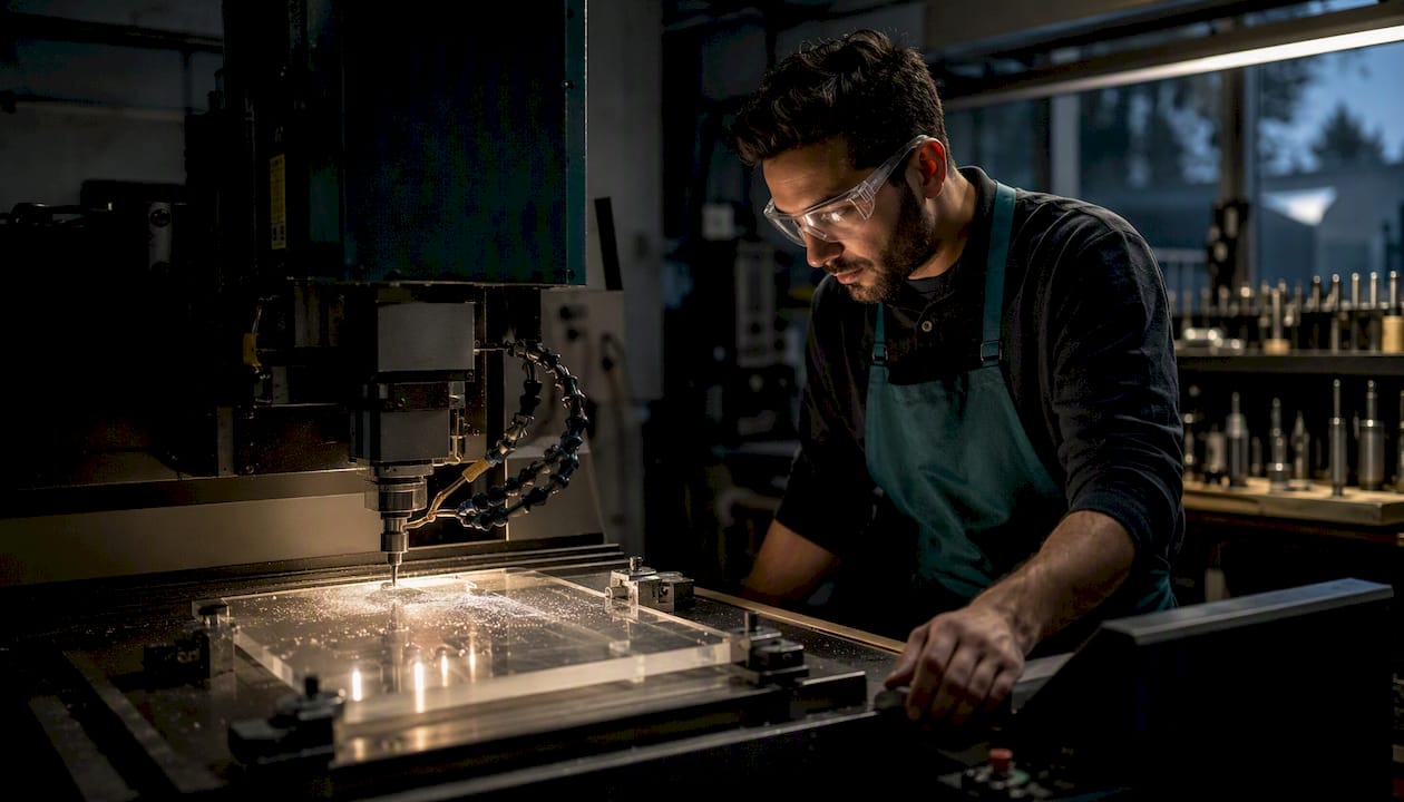 Technician CNC machining PMMA sheet