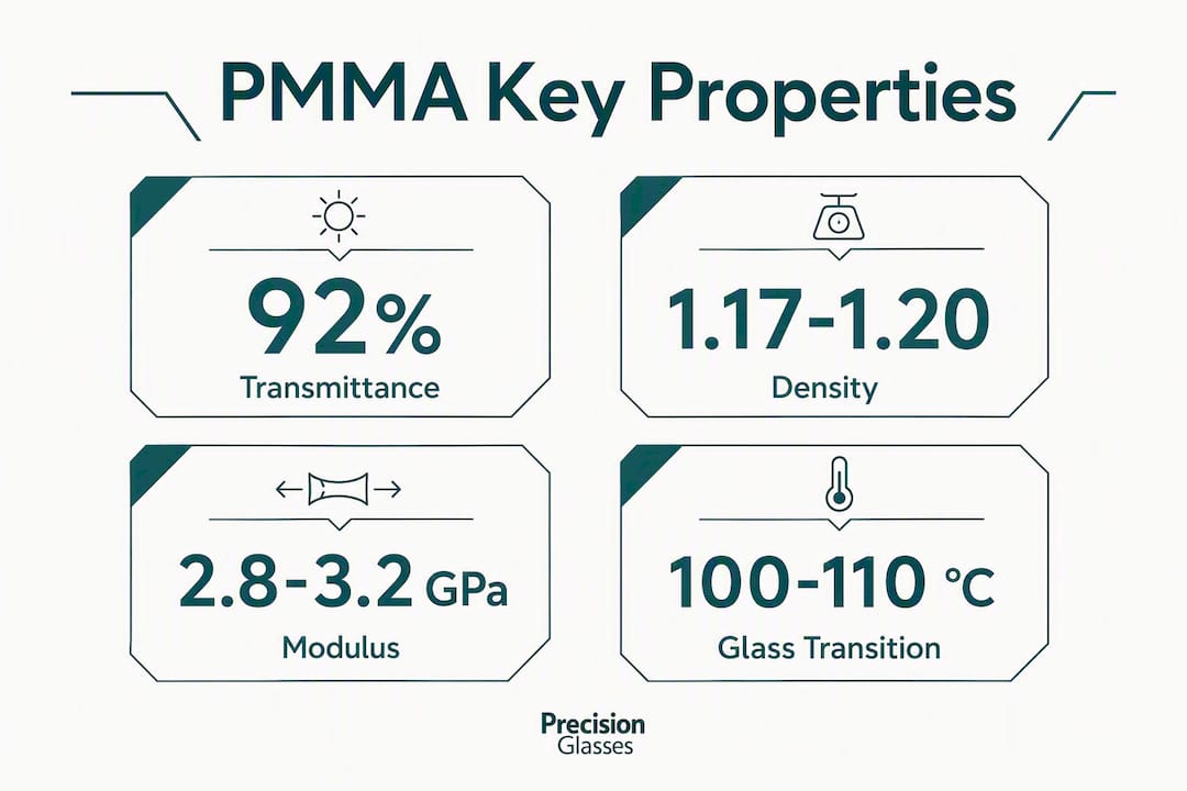 Infographic showing key PMMA material properties