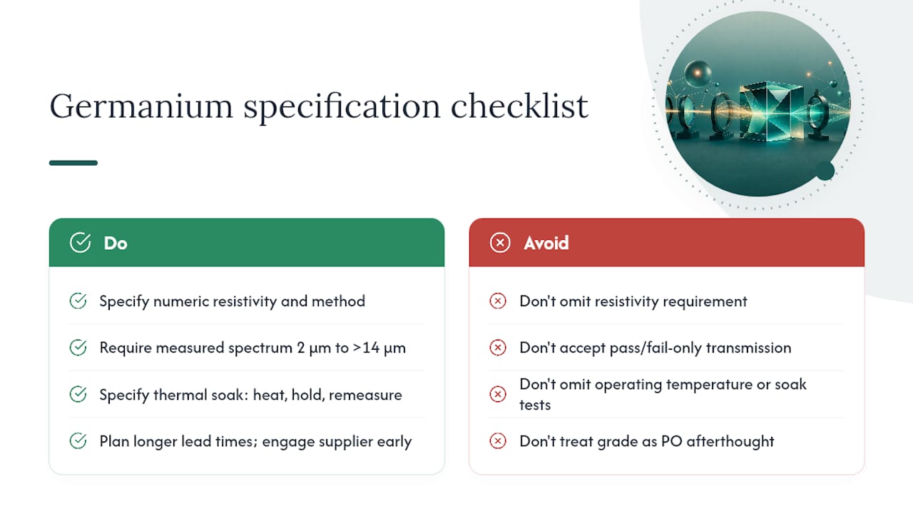 A manufacturer's perspective on specifying germanium correctly — overview diagram