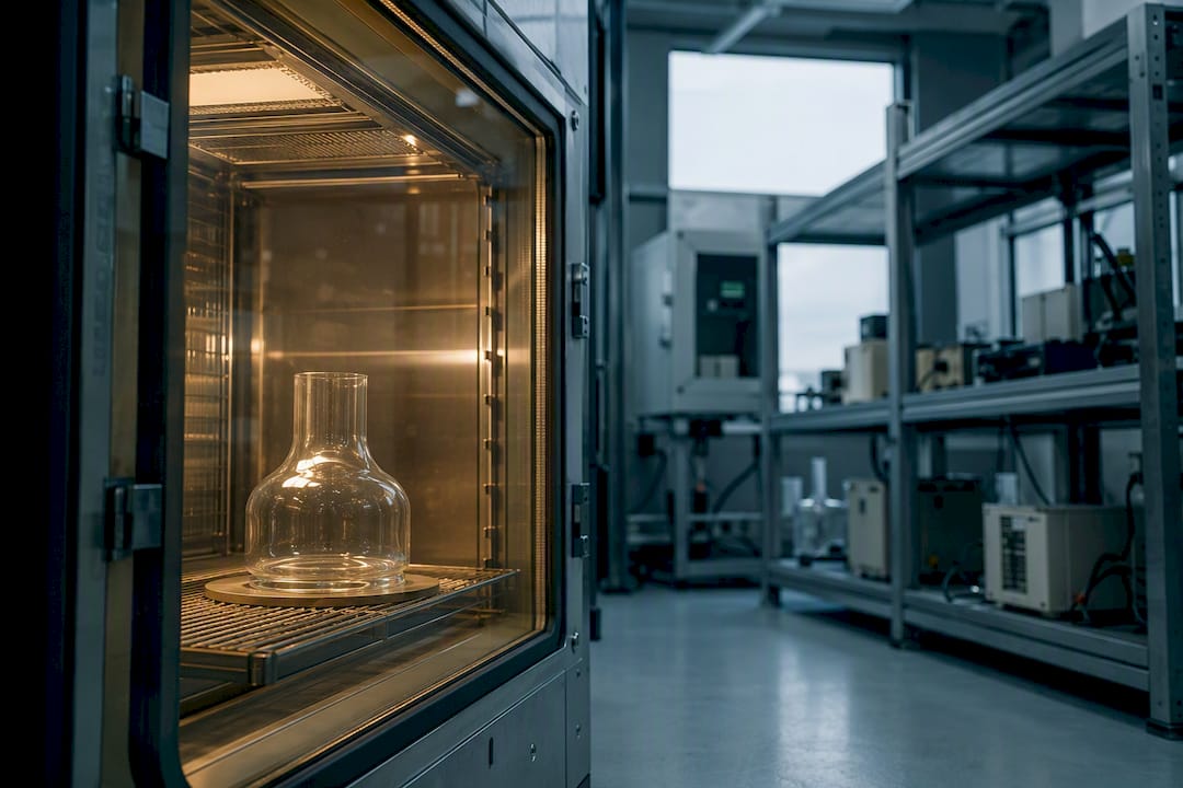 Borosilicate glass thermal stress test close-up