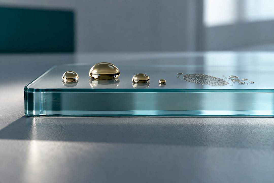 Illustration of oleophobic coating on glass