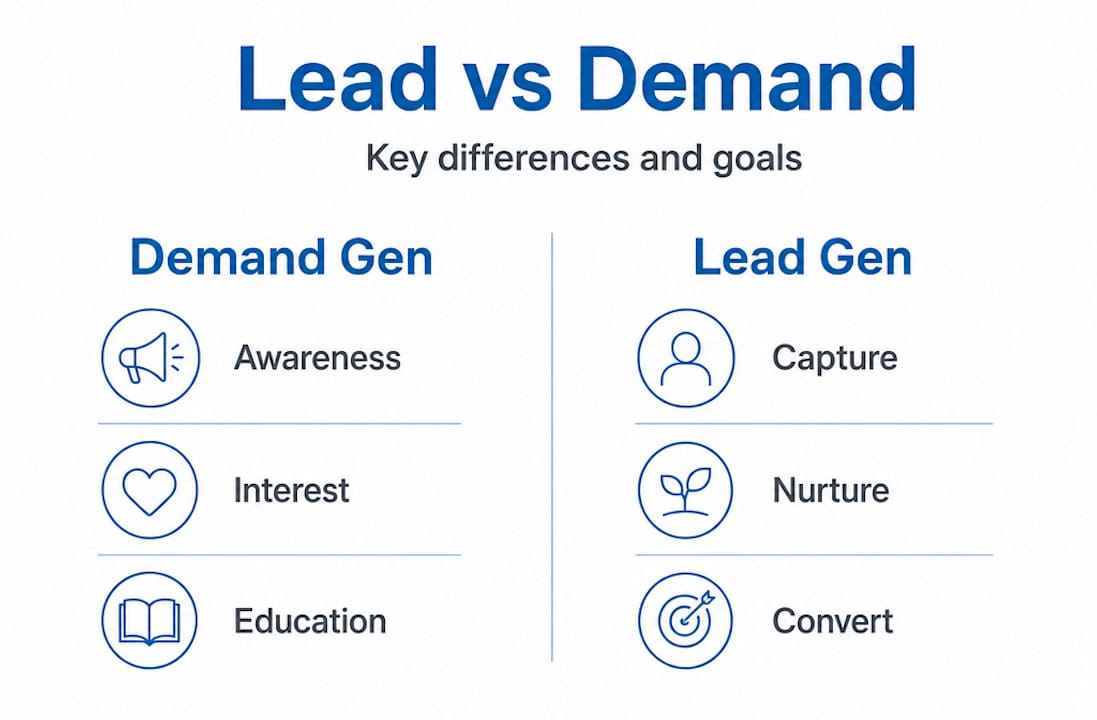 Lead vs demand infographic comparison