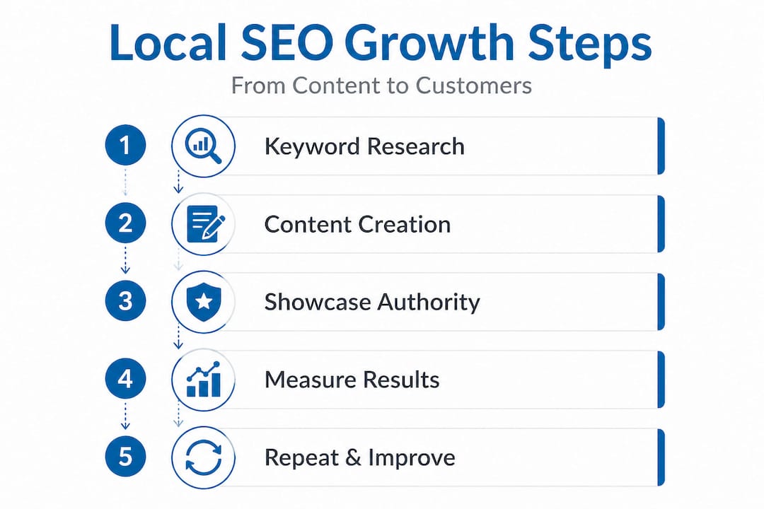 Infographic showing content-led SEO growth steps