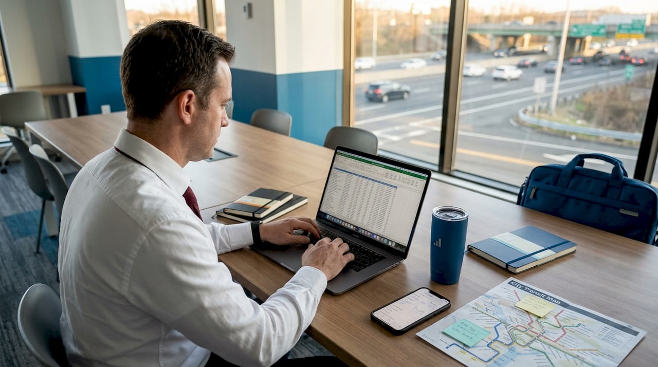 Man reviewing national SEO strategy in workspace