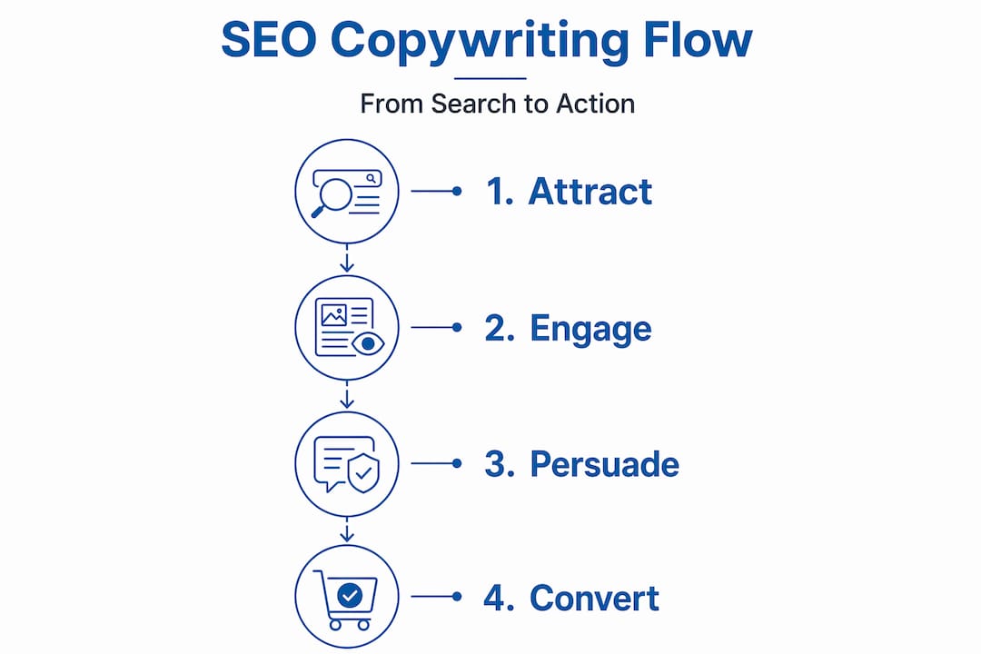 Infographic showing steps of SEO copywriting conversion flow