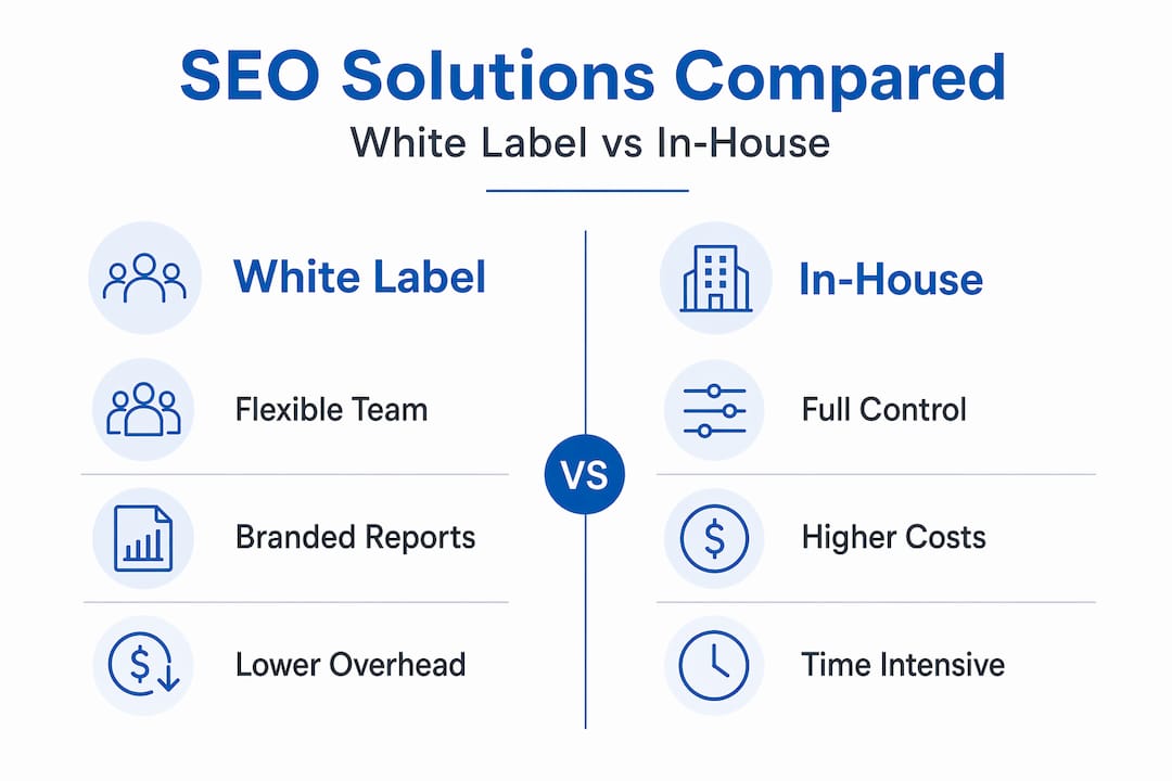 Infographic comparing white label and in-house SEO
