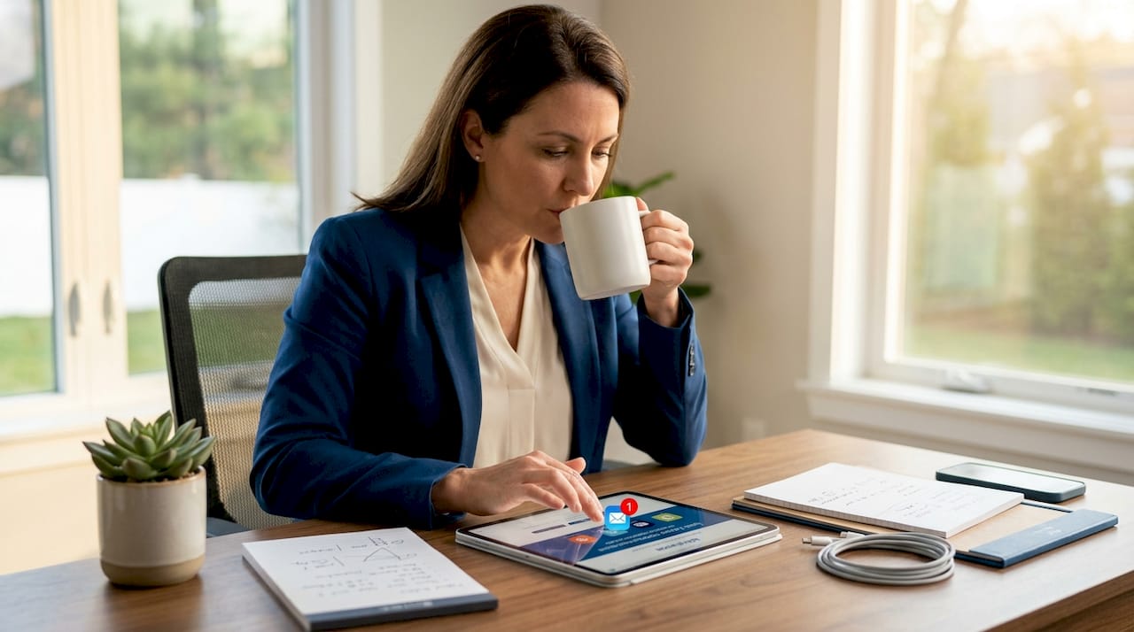Customer using business website on tablet