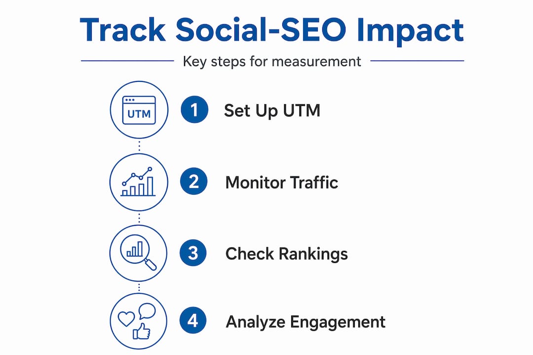 Infographic with steps to track social SEO