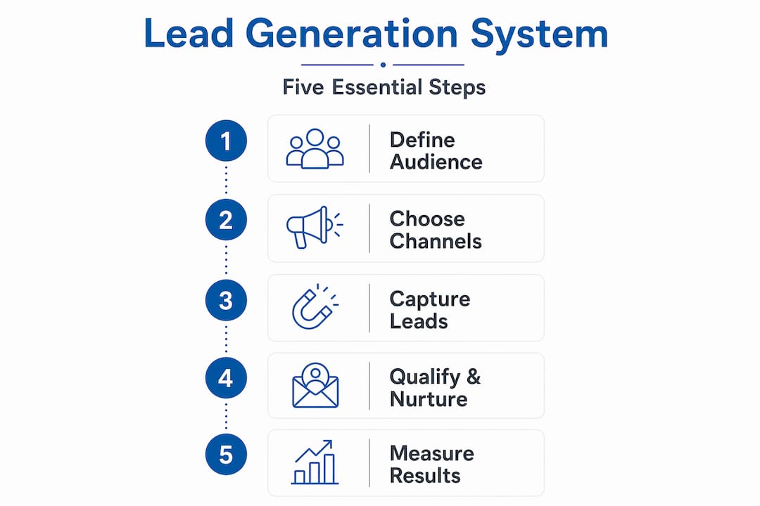Infographic outlining steps to generate online leads