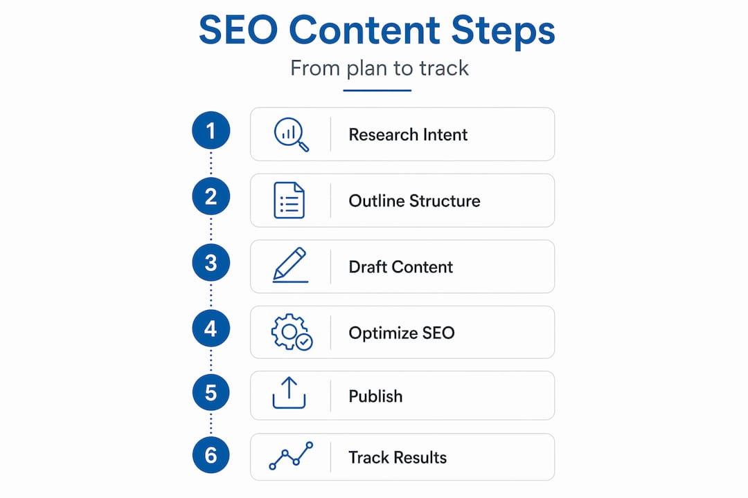 Infographic showing SEO content creation steps
