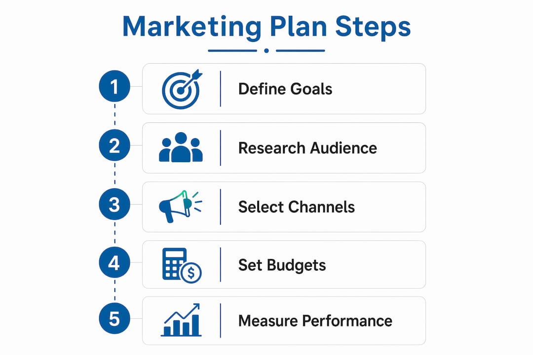 Step-by-step infographic of digital marketing planning process