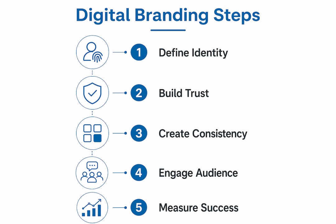 Infographic showing key steps of digital branding